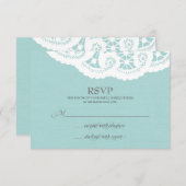 Blue Lace Doily Wedding RSVP (Devant / Derrière)