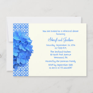 Blue Lace en Hydrangeas Rehearsal Dinner Kaart