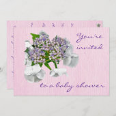 Blue Lace Hydrangea Baby shower Invitation Kaart (Voorkant / Achterkant)
