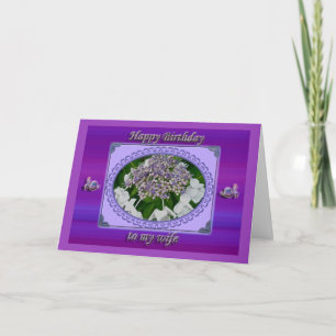 Blue Lace Hydrangea Wife Birthday Kaart
