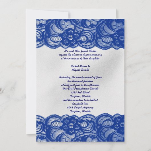 Blue Lace Invites Kaart (Voorkant)