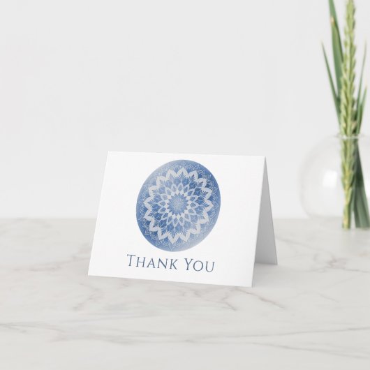 Blue Lace Mandala Wedding Bedankkaart (Voorkant)