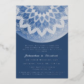 Blue Lace Mandala Wedding Folie Uitnodiging (Voorkant)