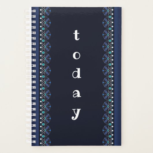 Blue Lace Pattern Boho Planner (Voorkant)