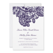 Blue Lace Wedding Uitnodiging