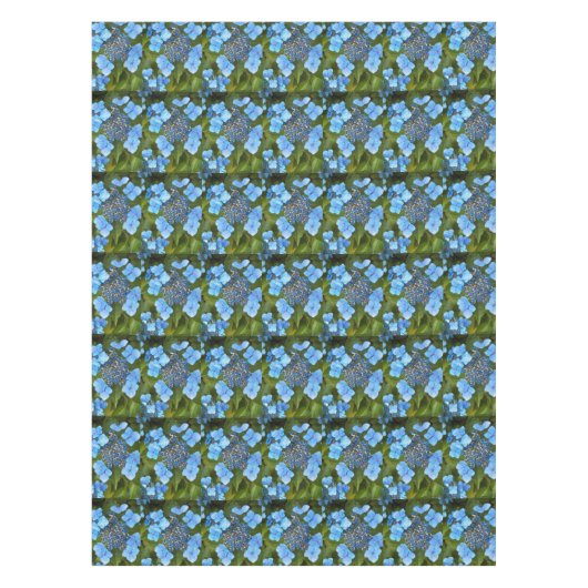Blue Lacecap Hydrangea Floral Pattern Tafelkleed (Voorkant)