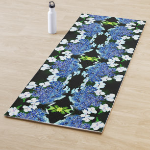 Blue Lacecap Hydrangea Flower Up Abstract Yogamat