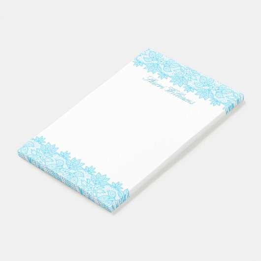 Blue Lacy Personated Post It Note Pad (Schuin)