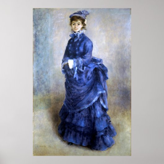 Blue Lady Parisienne Renoir Impressionist Paint Poster (Voorkant)
