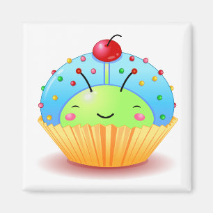Blue Ladybug Cupcake Magnet Magneet