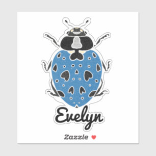 Blue Ladybug met Name Sticker