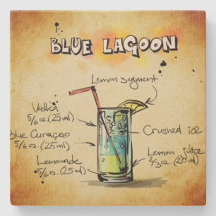 Blue Lagoon Bartender Drink Recipe Stenen Onderzetter
