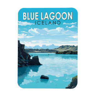 Blue Lagoon IJsland Reizen Kunst Vintage Magneet