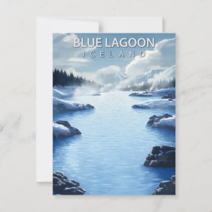 Blue Lagoon IJsland Springs Vintage Reis Briefkaart