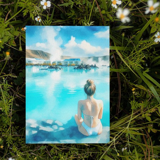 Blue Lagoon IJsland Waterverf Briefkaart