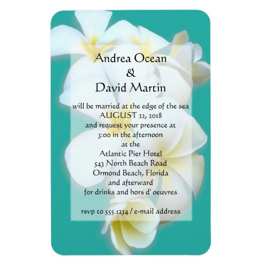 Blue Lagoon Plumeria Wedding Invitation Magnet Magneet (Verticaal)