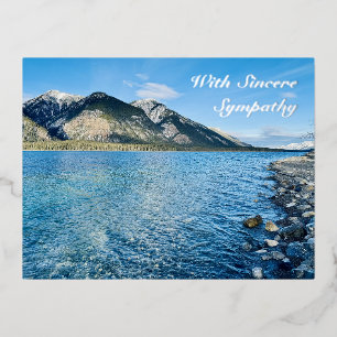 Blue Lake Mountains Zilverfolie Condoleancekaart Folie Feestdagen Briefkaart