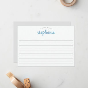Blue Lake Playful Script, Gelijnd Groot Plat Notitiekaartje