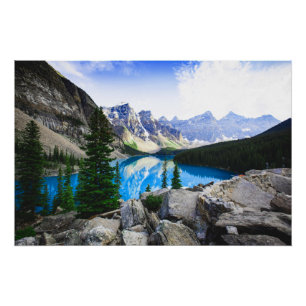 Blue Lake Rocky Mountain Pine Forest Perfect Poster