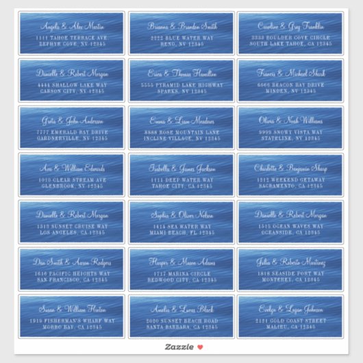 Blue Lake Water Mariage individuel Étiquettes de a (Feuille)