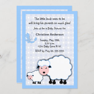 Blue Lamb Baby Boy Shower Kaart