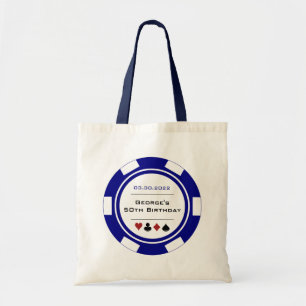 Blue Las Vegas Casino Poker Chip Birthday Tote Bag