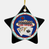 Blue Las Vegas Welcome Sign Poker Chip Keramisch Ornament (Achterkant)