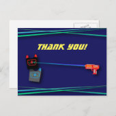 Blue Laser Label verjaardagsfeestje bedankt Briefkaart (Voorkant / Achterkant)