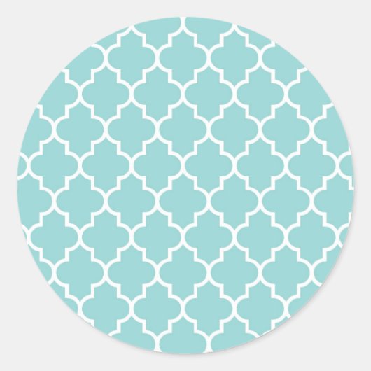 Blue Latticework, Quatrefoil, Marokkaanse Trellis Ronde Sticker (Voorkant)