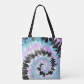Blue Lavender Black Tie Dye Abstract Monogram Draagtas (Achterkant)