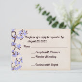 Blue Lavender Sakura Blossoms Cartes RSVP (Debout devant)