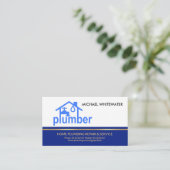Blue Layer Gold Line Home Plumbing Visitekaartje (Staand voorkant)