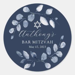 Blue Leaf Bar Mitzvah Ronde Sticker