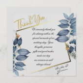 Blue Leaf Wedding Bedankkaart (Voorkant / Achterkant)