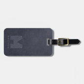 Blue Leather Bold Monogram Masculine Bagagelabel (Voorkant horizontaal)
