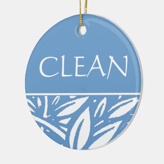 Blue Leaves Clean Dirty Dishwasher Hanger Keramisch Ornament (Links)