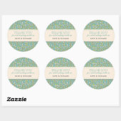 Blue Leaves Pattern Wedding Hartelijk dank, Sticke Ronde Sticker (Vel)