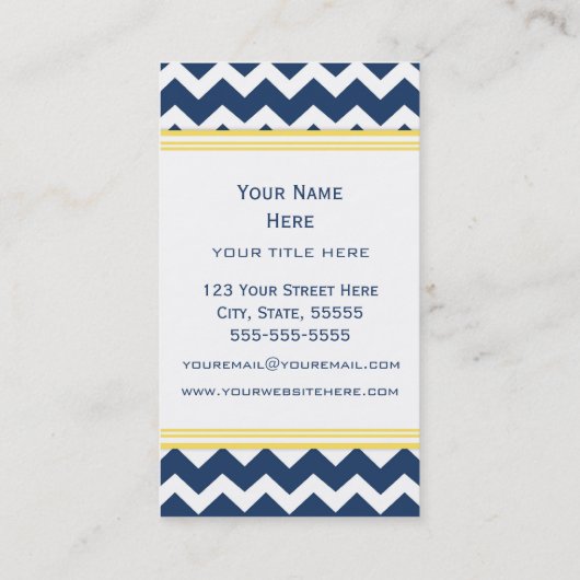 Blue Lemon Chevron Retro Visitekaartjes (Achterkant)
