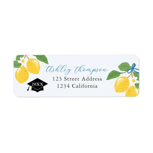 Blue Lemon Citrus Graduation Party Label (Voorkant)