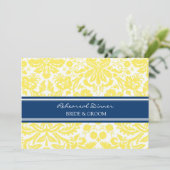 Blue Lemon Damask repesal Dinner Party Kaart (Staand voorkant)