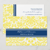 Blue Lemon Damask repesal Dinner Party Kaart (Voorkant / Achterkant)