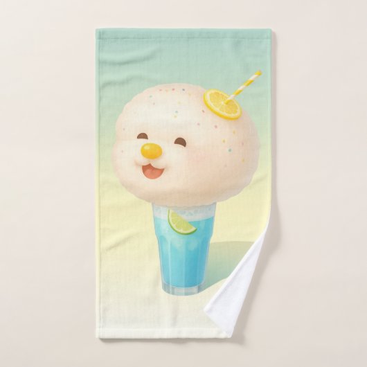 Blue Lemon Float : Bichon souriant barbe à papa (Serviette à main)