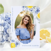 Blue Lemon Freshly Graduated Invitation Kaart