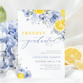 Blue Lemon Freshly Graduated Invitation Kaart