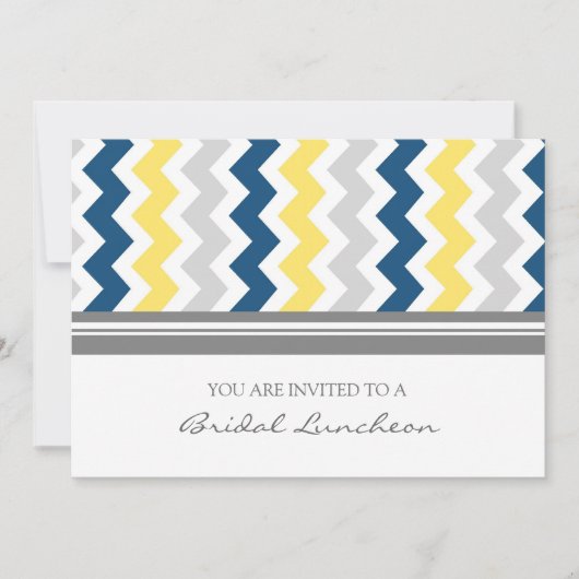 Blue Lemon Gray Chevron Bridal Lunch Uitnodiging (Voorkant)