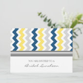 Blue Lemon Gray Chevron Bridal Lunch Uitnodiging (Staand voorkant)