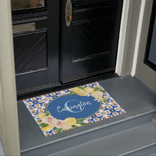 Blue Lemon Mediterraan Monogram Naam Nieuw Huis Deurmat