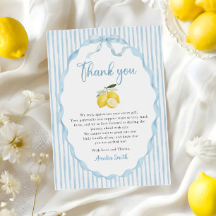 Blue Lemon Themas Baby Shower Bedankkaart