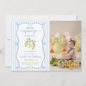 Blue Lemonade Birthday Photo Invitation (Devant)