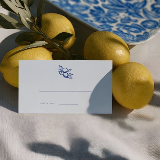 Blue Lemons Doodle Wedding Escort Cards